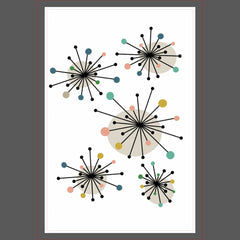 Cute Atomic Starburst Retro Mid Century Modern Kitchen Towel