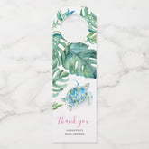Tropical Pink Watercolor Sea Turtle Favor Bottle Hanger Tag