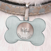 Rose Gold Brushed Metal Monogram Ombre Dog Bone Pet ID Tag