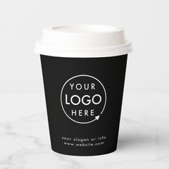 Paper Cups | Business Logo Branded Modern Black