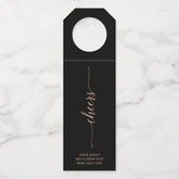Rose Gold & Black Elegant Lettering Cheers Party Bottle Hanger Tag