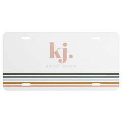 Chic Retro Stripes Monogram License Plate