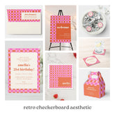 Abstract Checker Pink Orange Custom 21st Birthday Paper Cups