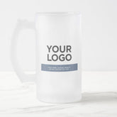 Navy Blue Custom Logo and Text 16oz Frosted Glass Beer Mug