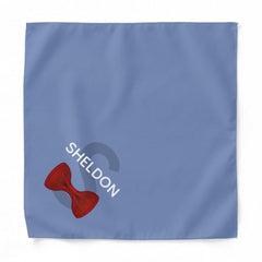 Cute Bow Tie Monogram Pet Name Blue Dog Bandana