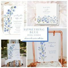 Elegant Dusty Blue Bridal Shower Recipe Card
