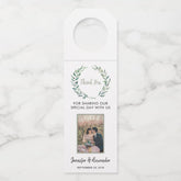Watercolor leaves photo couple Wedding Thank You Bottle Hanger Tag