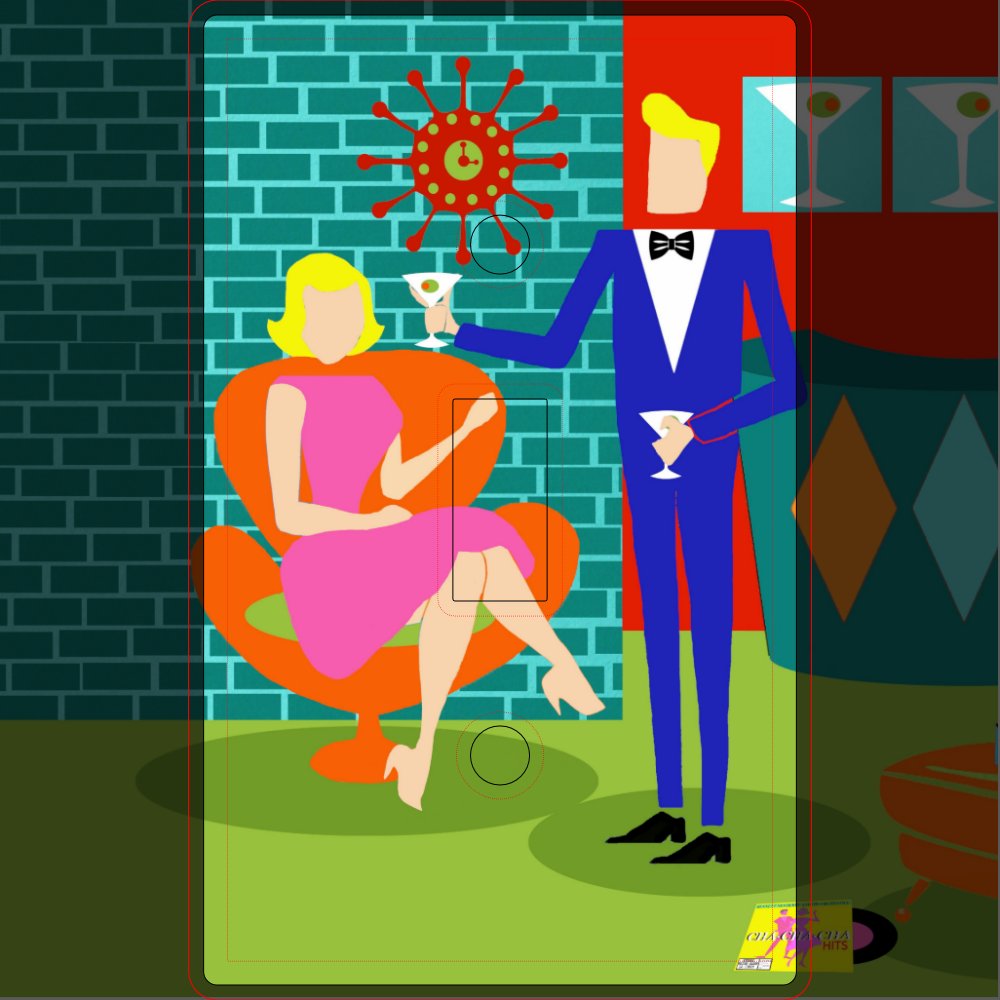 Retro Martini Couple Light Switch Cover