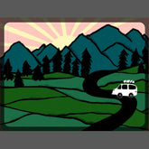 Vanlife Camping Vintage Van Mountains Sunrise Hitch Cover
