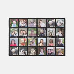 Custom 24 Photo Collage - Black - simple text Rug