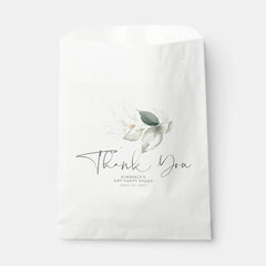 Greenery Gold Leaves Elegant Thank You Favor Bag