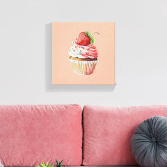 Strawberry Cupcake Sweet Dessert Canvas Print
