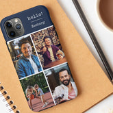 Hello! 4 Photo Collage Dark Blue Personalized Case-Mate iPhone Case