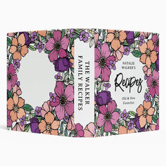 Beautiful Purple Peach Pink Flowers Recipes 3 Ring Binder