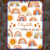 Watercolor Earthy Boho Rainbow Name Baby Blanket