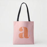 Cute Pastel Pink Orange Monogram Retro Lettering Tote Bag