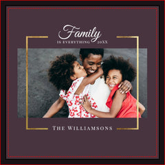 Modern Frame | Family is EVERYTHING Photo Gold Throw Pillow