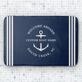 Modern Custom Boat Name Welcome Aboard Nautical Bath Mat