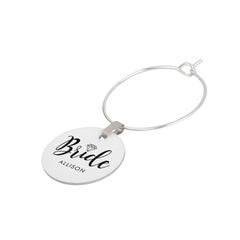 Stylish Script "Bride" Personalized Wine Charm