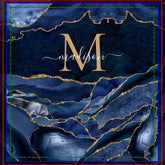Stylish Navy Blue Gold Agate Geode Chic Monogram Shower Curtain