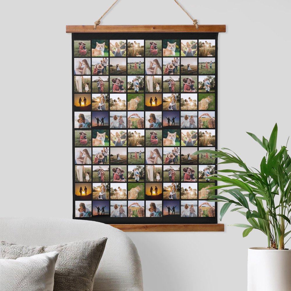 Personalized 80 Photo Collage Hanging Tapestry