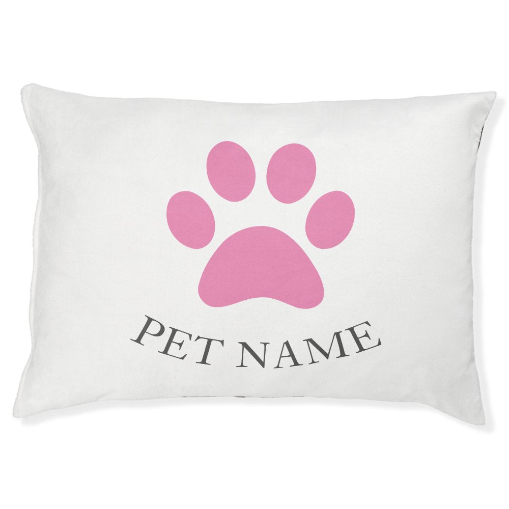 Simple Pink Pet Paw with Name Bed