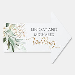 Gold Leaves Greenery Boho Summer Wedding Sign
