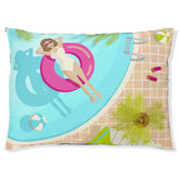 Swimming pool party girl in bikini summer beach pet bed