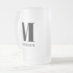 Monogram Name Simple Personalized Frosted Glass Beer Mug