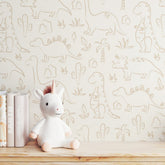 Dinosaur Neutral Boho Soft Earth Tone Dino Beige Wallpaper