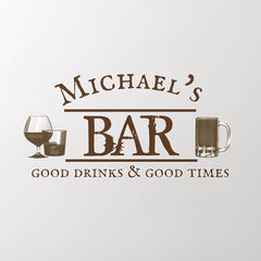 Custom Bar Personalized Gift Rustic Good Drinks Wall Decal