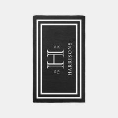 Monogram Family Year Established Black White Rug