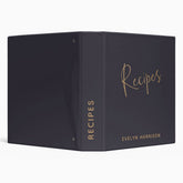 Personalized Recipe Journal in Indigo Blue Gold 3 Ring Binder