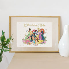 Personalized Disney Princess Floral Poster