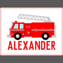 Fire Truck Kids Name Metal Lunch Box
