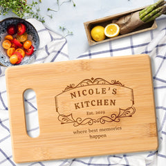 Custom Text, Chic Engraved Wooden Charcuterie / Cutting Board