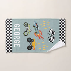 Boys Cool Blue Racing Car Kids Bath Towel Set