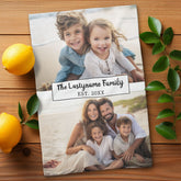 2 Photo Collage Family Name - Horizontal Pics Kitchen Towel