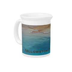 Yellowstone National Park Blue Pool Photo Nature Beverage Pitcher