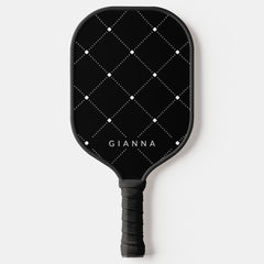 Simple Seamless Pattern Black & White Pickleball Paddle