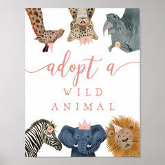 Adoption Center | Pink Safari Birthday Party Sign