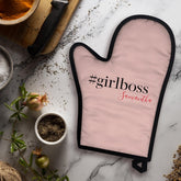 Modern Pink Girl Boss & Name | best Girly Gift Oven Mitt