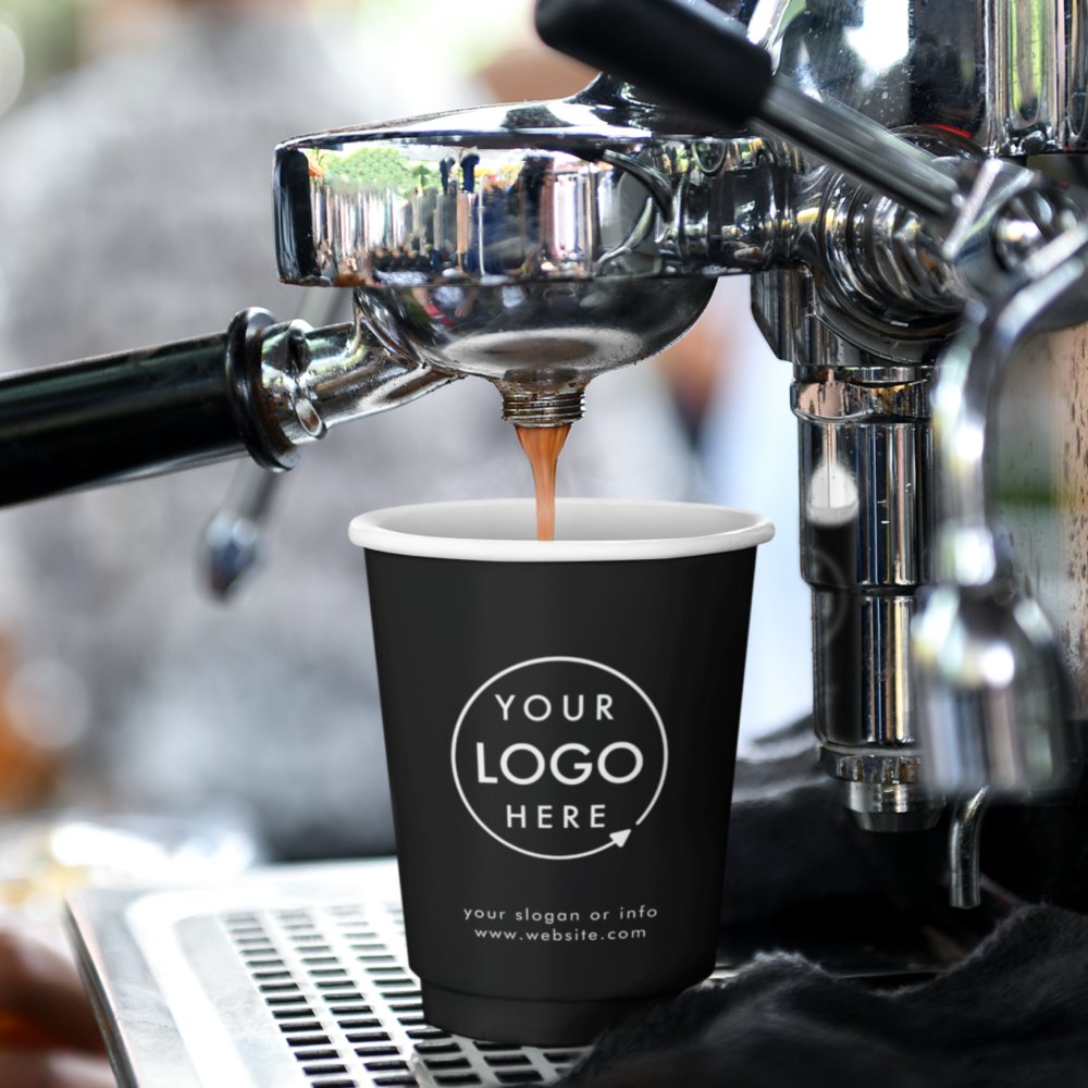 Paper Cups | Business Logo Branded Modern Black