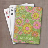 Funky Colorful Pastel Floral Pattern - Monogram Poker Cards