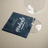 Modern script typography blue graduation party paper dinner napkins