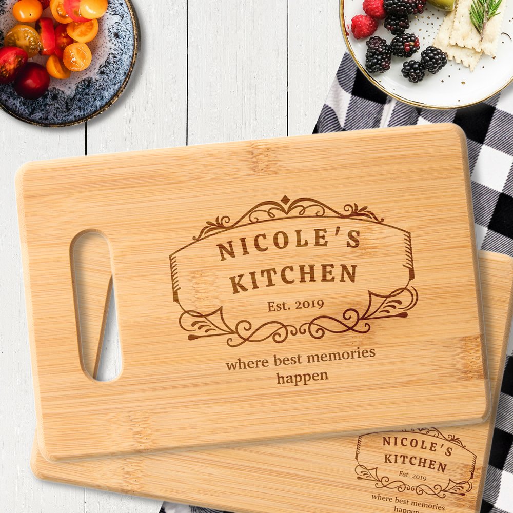 Custom Text, Chic Engraved Wooden Charcuterie / Cutting Board