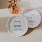 Retro Modern Vintage Navy & Pink Bachelorette Paper Plates