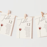 Simple Wildflower | Beige Table Number Chart