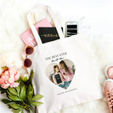 Personalized Best Mom Ever Heart Photo Tote Bag