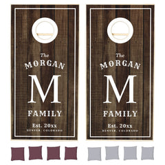 Family Monogram Dark Wood Cornhole Set